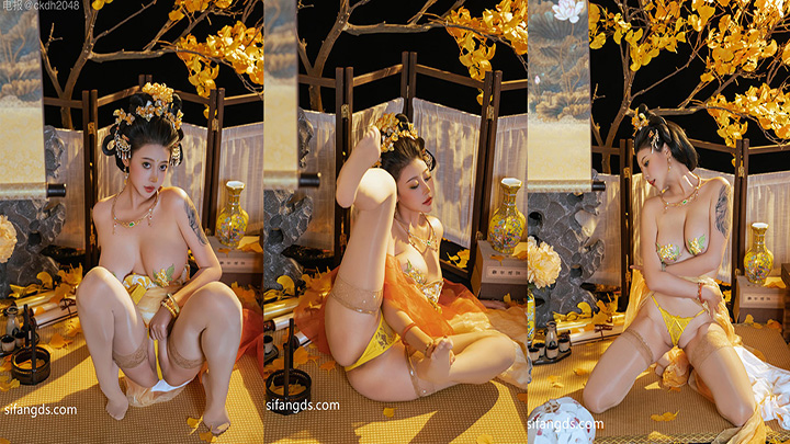 顶级颜值-奈汐酱-金笺寄月，超大尺度露鲍